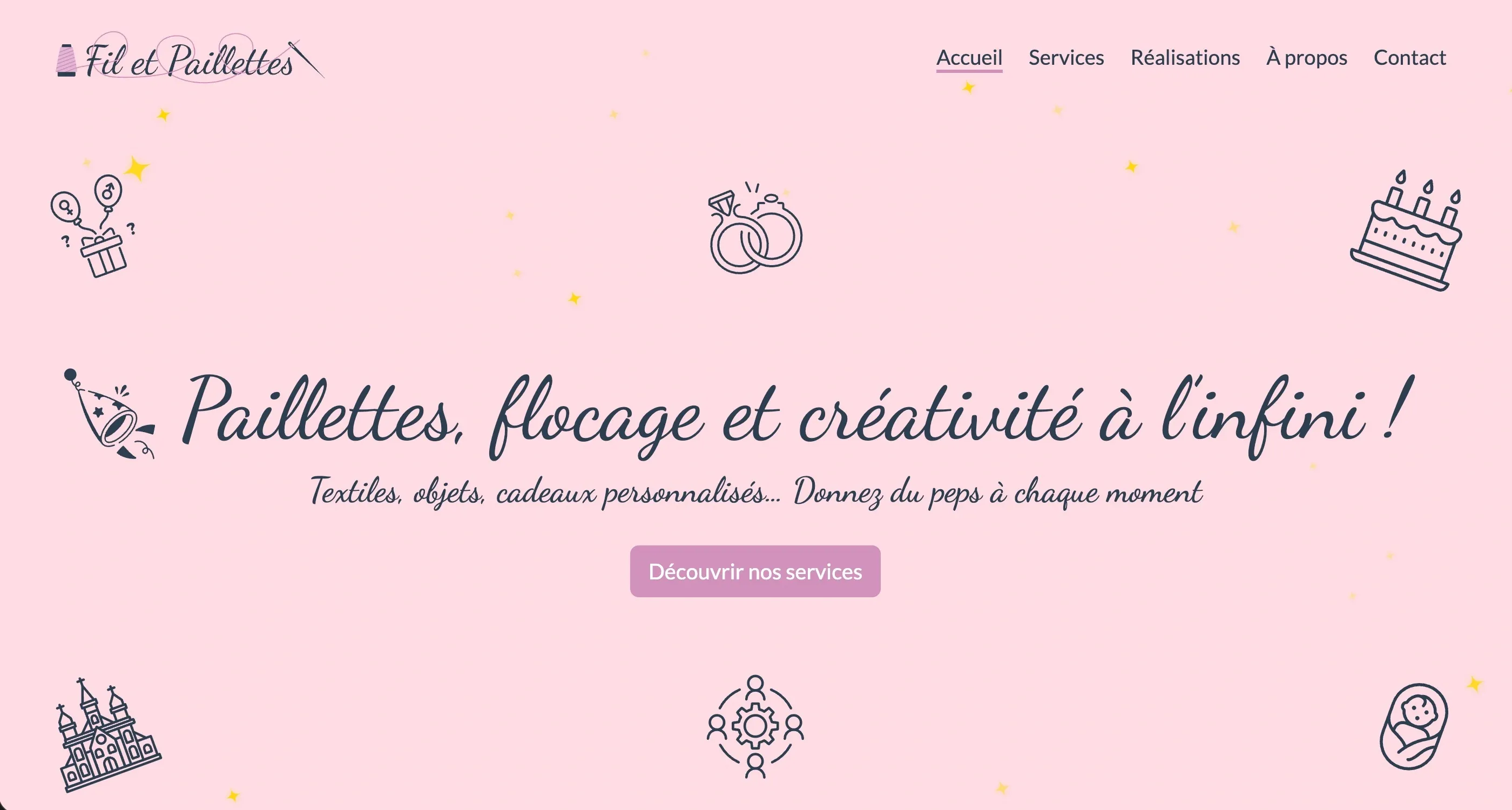 Page d'accueil du site Fil et Paillettes